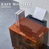 Brown Office Filing Cabinet Mobile Printer Stand File Drawers Wheels Wooden