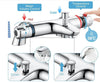 Chrome Bathroom Thermostatic Bath Shower Mixer Taps Deck Mounted Valve Bar Tap