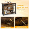 Industrial Wine Bar Cabinet Kitchen Storage Sideboard W/ Wine Rack-Coffee