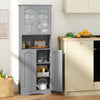 Tall Bathroom Storage Cabinet Freestanding Linen Cabinet Grey