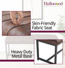 Dining Bench, Brown Leather Effect Fabric Seat Bench with Black Metal Legs 110cm