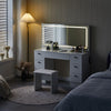 White Dressing Table LED Mirror 7 Drawers Stool Vanity Makeup Desk Set Bedroom