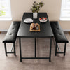 Dining Table Set for 4, Kitchen Table and Upholstered Benches Black