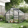 6x8ft Walk-In Polycarbonate Greenhouse Plant Grow Galvanized Aluminium