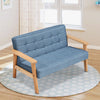 Solid Wooden Frame Scandi Linen Armchair Mini Sofa Button Upholstered Kids Chair