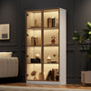 DISPLAY CABINET WHITE CUPBOARD STORAGE SIDEBOARD WITH RGB LED LIGHTS 80X40X160CM