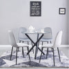 4x Velvet PU Leather Dining Chairs&Round Tempered Glass Dining Table Dining Set