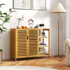 Freestanding Storage Unit 2-Door Storage Organizer with Shelves-Natural