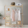 Neo Clothes Storage Rack Bamboo Garment with Shelf Hanging Rail