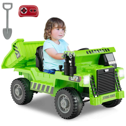 12V Ride On Dump Truck 4-wheeler Ride On Toy Car with Remote Control-Green