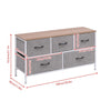 5 Drawers Chest of Drawers with Wood Tabletop Fabric Drawers for Bedroom