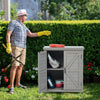Grey Wooden Garden Storage Cabinet Weather-Resistant Magnetic Closure 2 Shelves