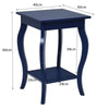 2pcs Accent Table End Table with Curved Legs 2-Tier Open Storage Shelves-Blue