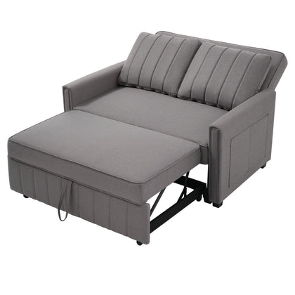 2 Seater Sofa Bed, 3in1 Convertible Fabric Pull Out Sleeper Sofa Couch Guest Bed