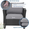 3 PCS Outdoor Wicker Bistro Set Garden Patio Rattan Sofa Set w/Cushion