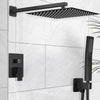Black Thermostatic Shower Mixer Square Bathroom Concealed Twin Head Valve Set