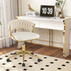 360° Swivel Home Office Desk Chair Upholstered Computer Chair-Beige