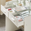 White Dressing table LED With Clear Glass Top Makeup Desk Drawers Stool Vanity
