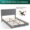 Suspension LED UPHOLSTERED BED FRAME 4FT6 Double Size With Padded Headboard UK