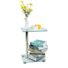 Tempered Glass Round Glass Side Table Coffee Table 2 Tier Nightstand Beside Sofa