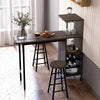 3 Piece Rustic Bar Table and Stool Set with Wine Rack & Storage Shelves, Brown