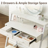 LED Mirror Dressing Table Makeup Desk Wooden Chair 2 Drawers W/Metal Leg