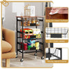 4-Tier Kitchen Storage Cart on Wheels with Pull-out Baskets-Black