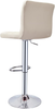 Bar Stool Set of 2 Adjustable Swivel Faux Leather Footrest Metal Beige