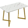 Dining Table and Chairs Set 4 Marble Effects Kitchen Table Chairs w/ Metal Legs