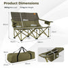 Folding Oversized 2 Person Outdoor Loveseat with Adjustable Armrests-Green