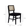 Black Upholstered Rattan Back Scandinavian Style Dining Chairs – Set of Two