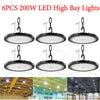 6 Pack 200W UFO Led High Bay Light Led Commercial Warehouse Workshop Lighting