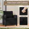 3 Piece Rattan Conversation Set Patio Furniture Set w/ Soft Seat Black