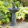 Solar Frog Frolics Umbrella Outdoor Garden Water Fountain Feature | Bird Bath