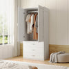 2 Door Wardrobe Double Wardrobe with 3 Drawers Storage Closet with Hanging Rail