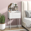 Dressing Table with Arched Mirror and 3 Drawers for Bedroom Small Spaces White