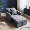 Modern Folding Sofa Bed Grey Sleeper Pull Out Convertible Arm Chair Adjustable