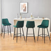 2Pcs Green Bar Stools Velvet Breakfast Pub Chair Kitchen Shape V Design