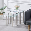 3pcs Clear Tempered Glass Nested Tables Side End Tables Stainless Steel Tubes