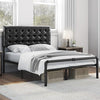 4FT6 Double Bed Frame Metal Platform Bed with Faux Leather Adjustable Headboard