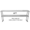 Catering Stainless Steel Table Commercial Overshelf Kitchen Prep Bench Shelves