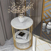 2-Tier White Marble Side Table Round Coffee Table Nightstand Jewellery Storage
