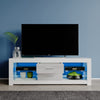 Modern 120cm TV Unit Cabinet Stand 2 Drawer High Gloss Front with RGB LED Lights