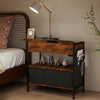 Sofa Side Table 3-Tier Flip Top End Table Storage Drawer with Charging Station