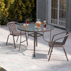 Brown 105cm Garden Table Round Tempered Glass Top Dining Table with Parasol Hole