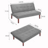 2 Seater Sofa Bed Fabric Sofabed Cushioned Recliner Loveseat Wooden Legs Sofas