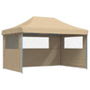 Foldable Party Tent - with 3 Sidewalls Beige U3R8