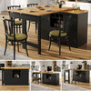 360° SWIVELLING DINING & BAR TABLE KITCHEN ISLAND WITH STORAGE CABINET WINE RACK