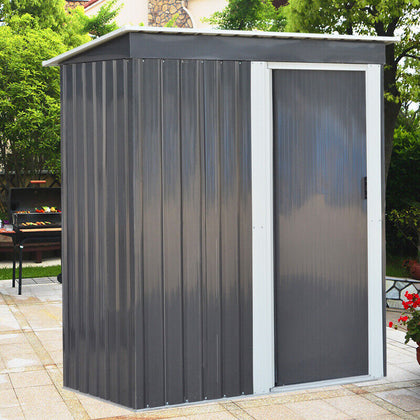 5x3ft Garden Tool Shed Backyard Storage Unit Metal Tool Box Sloped Roof House