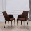 Set of 2 Faux Leather/Suede Dining Chairs Metal Legs Reception Restaurant Chair